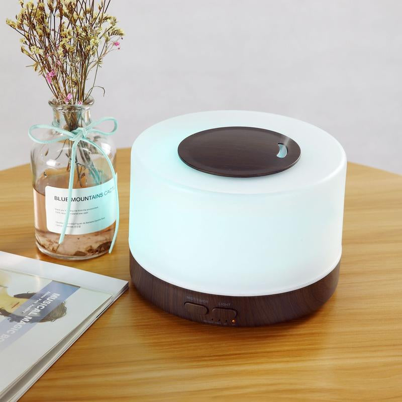 500Ml Wood Grain Essential Oil Aroma Diffuser Humidifier - Remote Control Ultrasonic Cool Mist Air Purifier with Night Light, Waterless Fragrance Oil Diffuser, Home Humidifier, Anxiety & Flower Humidifier, Includes 6 Oils Salt Lamp