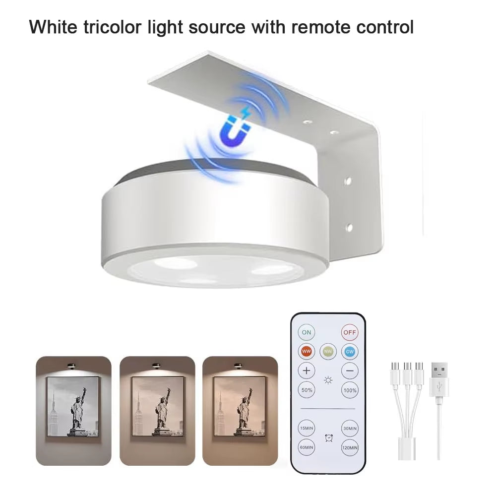 Picture Lights for Wall Rechargeable Magnetic Poster Lights Remote Dimmable Timer Painting Light Wall Decor Light Painting Light