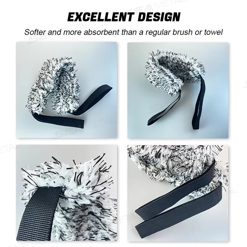 SIKEZHAN Microfiber Double-Sided Flexible Car Wheel Cleaning Brush with Long Belt Tool