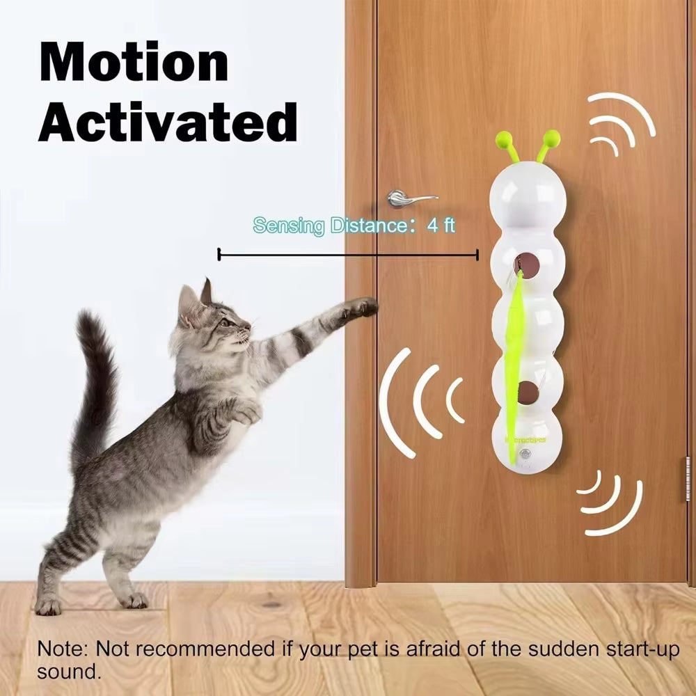Caterpillar Motion-Activated Interactive Cat Toy - Rechargeable Automatic Teasing Toy with Tail for Cats