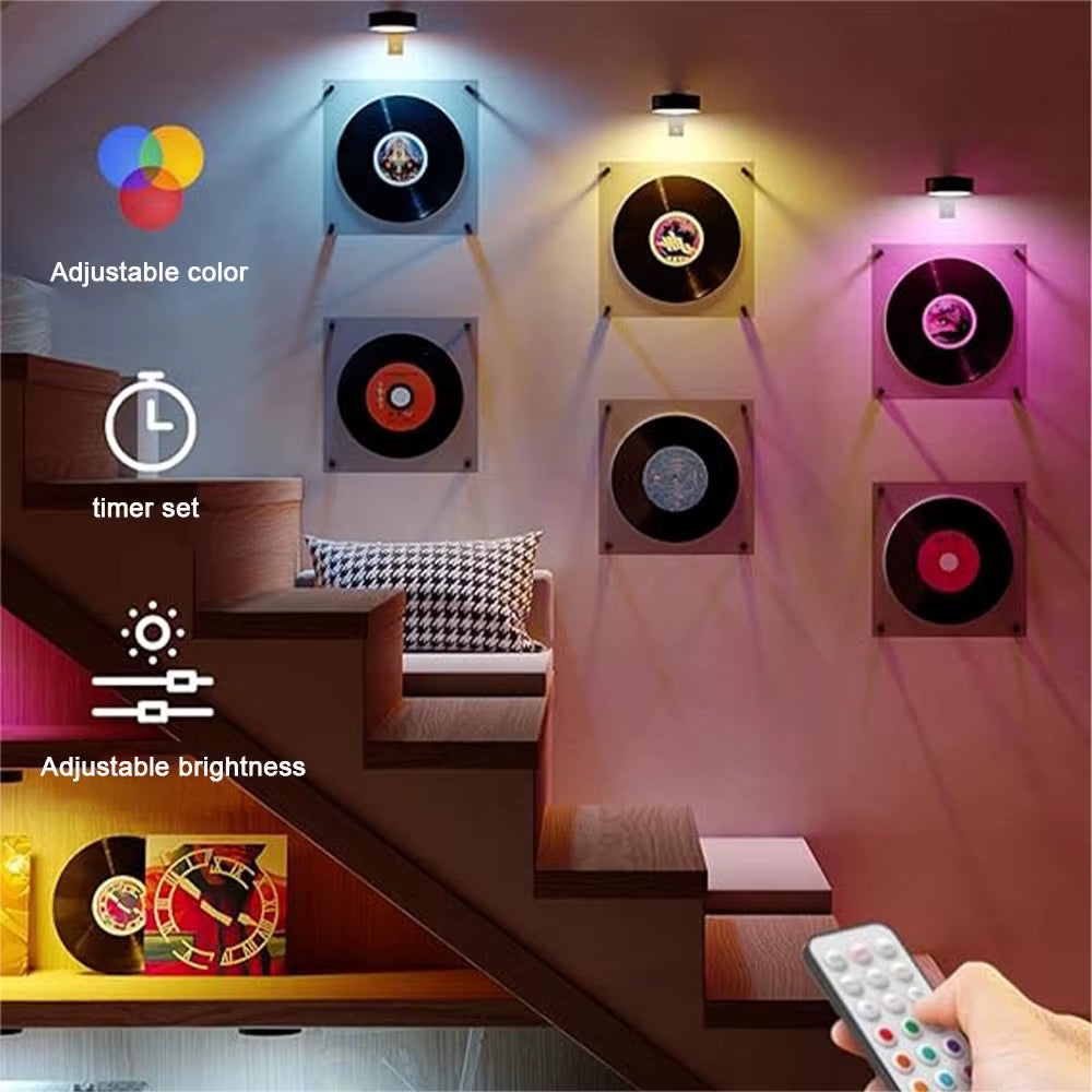 Picture Lights for Wall Rechargeable Magnetic Poster Lights Remote Dimmable Timer Painting Light Wall Decor Light Painting Light