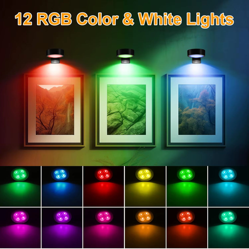 Picture Lights for Wall Rechargeable Magnetic Poster Lights Remote Dimmable Timer Painting Light Wall Decor Light Painting Light