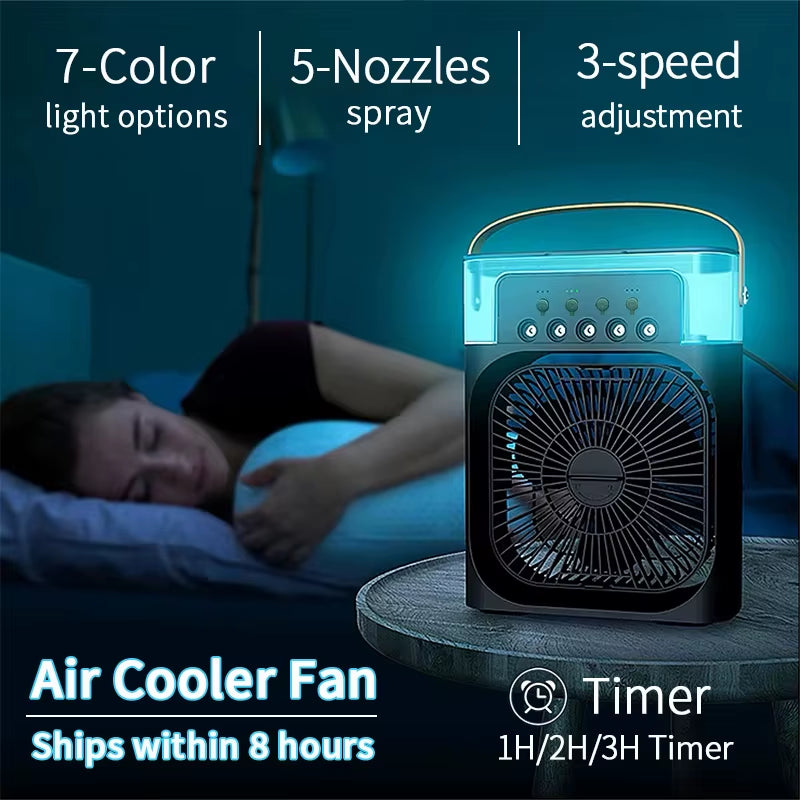 Fan Air Conditioner Household Small Air Cooler LED Night Light Portable Humidifier Air Adjustment 