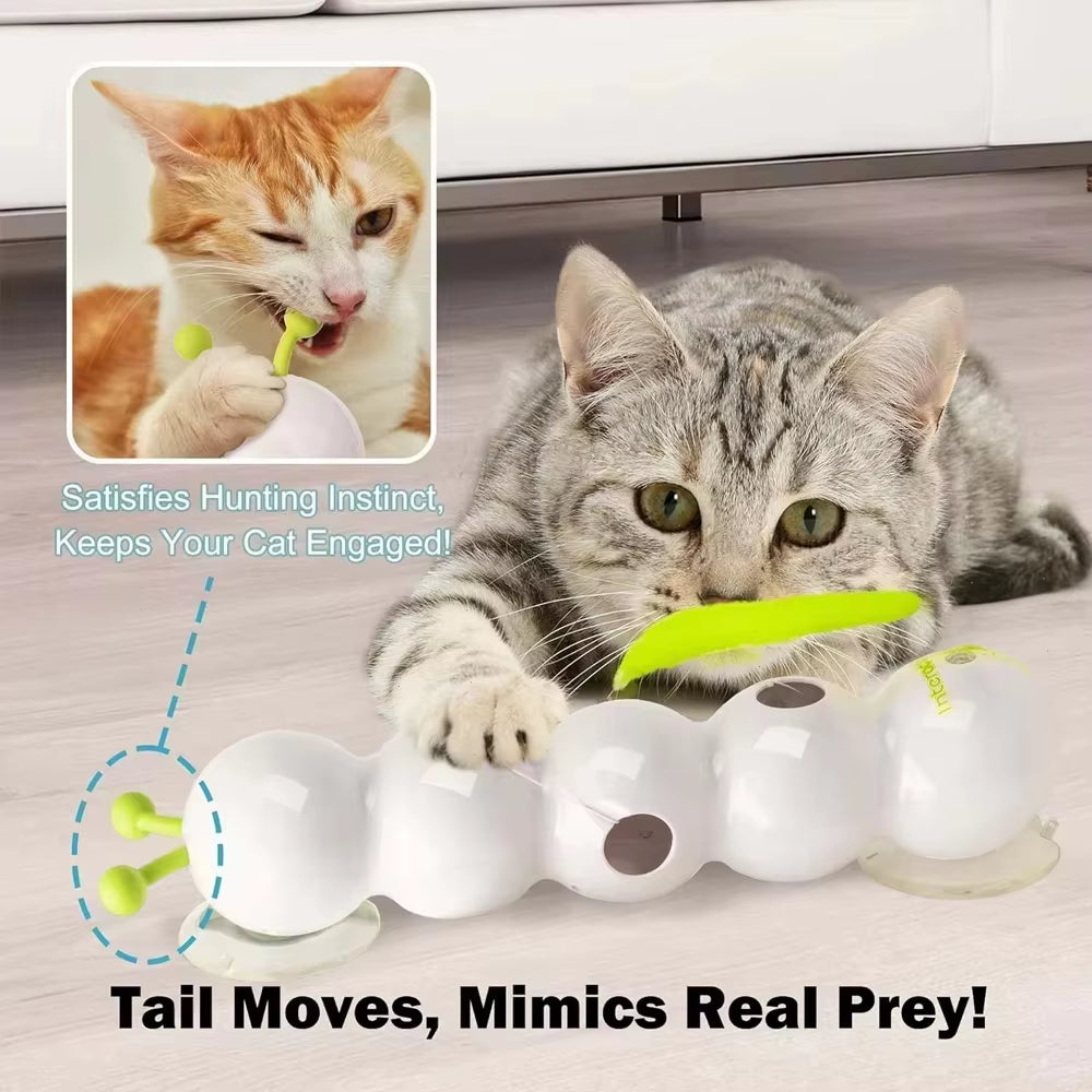 Caterpillar Motion-Activated Interactive Cat Toy - Rechargeable Automatic Teasing Toy with Tail for Cats